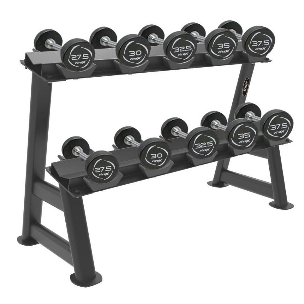 Комплект PVC гантелей 27.5-37.5 кг 5 пар со стойкой Fitex Pro FTX-316.1